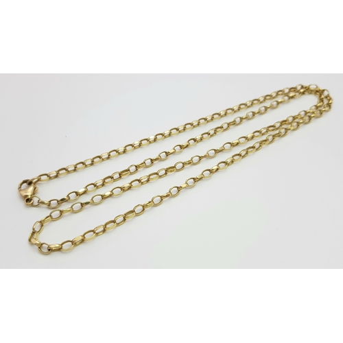 8 - A 9K Yellow Gold Belcher Link Chain necklace. 54cm. 9.66g.