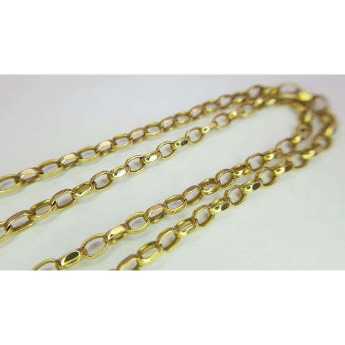 8 - A 9K Yellow Gold Belcher Link Chain necklace. 54cm. 9.66g.