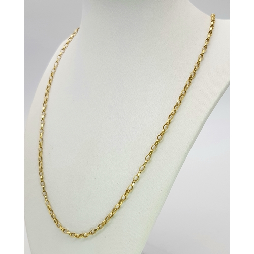 8 - A 9K Yellow Gold Belcher Link Chain necklace. 54cm. 9.66g.