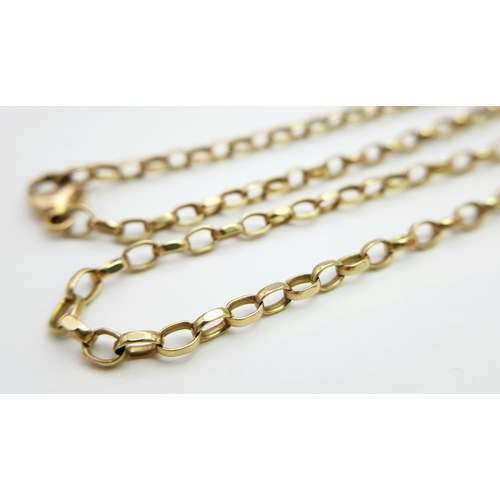 8 - A 9K Yellow Gold Belcher Link Chain necklace. 54cm. 9.66g.