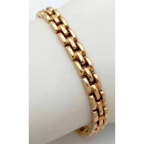 27 - A 14K Yellow Gold Three Row Link Bracelet. 18cm. 11.25g.