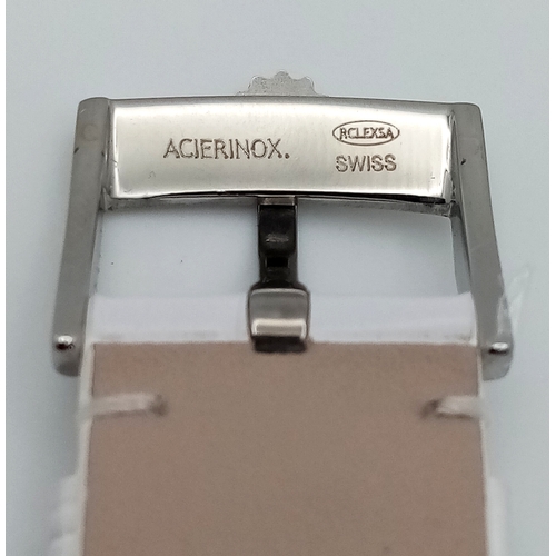 46 - A Custom Rolex Datejust with a Diamond-Paved Dial. White leather strap. Stainless steel case - 36mm.... 