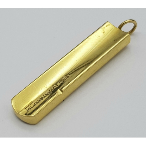 11 - A TIFFANY AND CO, 18K YELLOW GOLD, INGOT PENDANT. FULL TIFFANY HALLMARKED. HAS A SLIGHT CHIP OUT OF ... 
