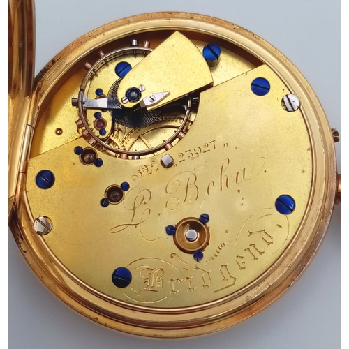 338 - AN OPEN FACE 18K GOLD POCKET WATCH WITH THE WORKS OF 