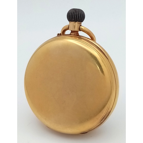 338 - AN OPEN FACE 18K GOLD POCKET WATCH WITH THE WORKS OF 