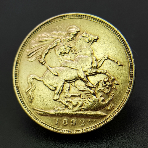 1 - An 1892 Queen Victoria Full Sovereign 22K Gold Coin.