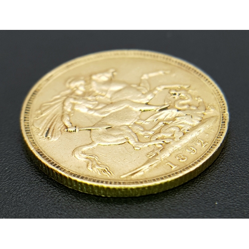 1 - An 1892 Queen Victoria Full Sovereign 22K Gold Coin.