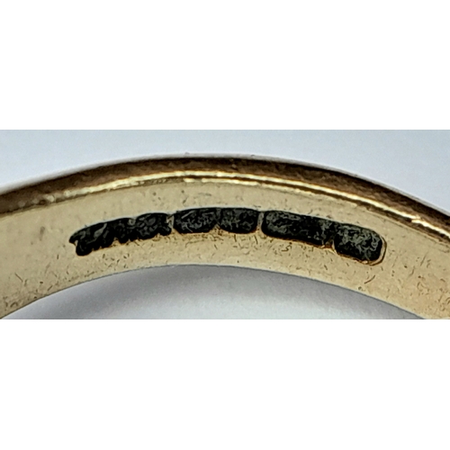 16 - A 9K Yellow Gold Diamond Star Set Signet Ring. Size U 1/2. 5.6g.
