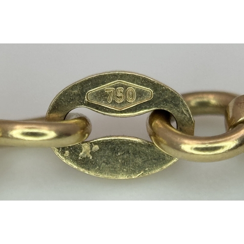 22 - An 18K Yellow Gold Bauble Link Chain Bracelet. 18cm. 6.35g.