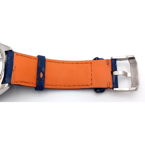 26 - A Tag Heuer Gulf Special Edition Chromograph Quartz Gents Watch. Model - CAZ101N. Blue fabric and le... 