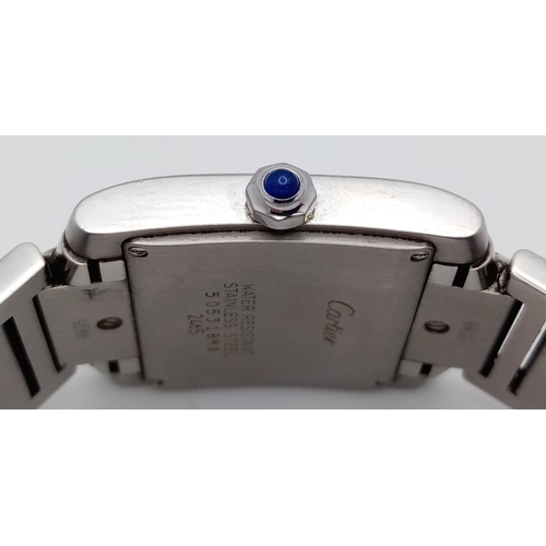 33 - A Cartier Francaise Ladies Tank Quartz Watch. Model 2465. Stainless steel bracelet and case - 26 x 3... 