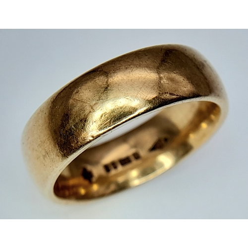 37 - A Vintage 9K Yellow Gold Band Ring. 6mm width. Size L 1/2. 6.3g.