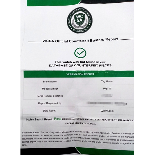 39 - A Tag Heuer Carrera Calibre 6 Automatic Gents Watch. Black leather strap. Stainless steel case - 39m... 