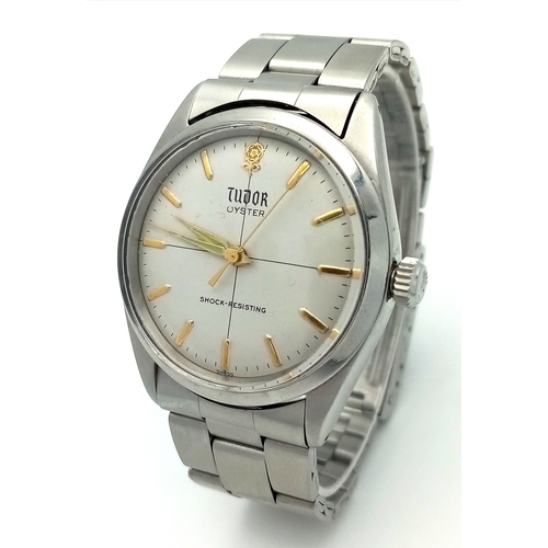 48 - A Vintage Tudor Oyster Mechanical Gents Watch. 7934 model. Stainless steel bracelet and case - 34mm.... 
