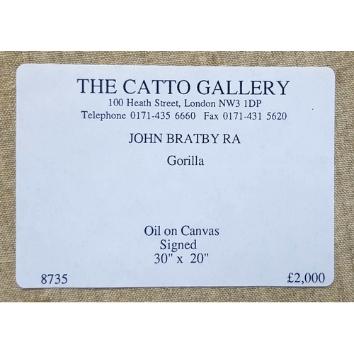 52 - Gorilla - Oil on Canvas by Acclaimed British Artist John Bratby R.A. (1928-1992). Bratby founded the... 