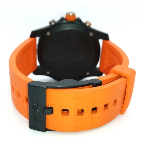 57 - A Breitling Endurance Pro Chronograph Gents Watch. Model WG00244. Orange rubber strap. Black titaniu... 