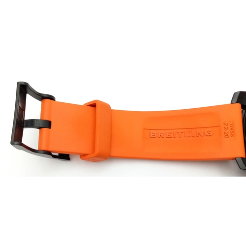 57 - A Breitling Endurance Pro Chronograph Gents Watch. Model WG00244. Orange rubber strap. Black titaniu... 