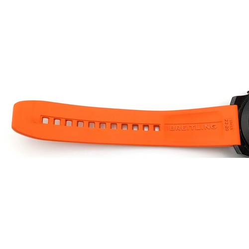 57 - A Breitling Endurance Pro Chronograph Gents Watch. Model WG00244. Orange rubber strap. Black titaniu... 