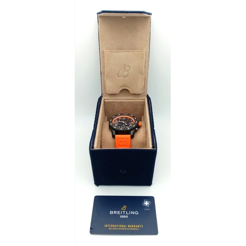 57 - A Breitling Endurance Pro Chronograph Gents Watch. Model WG00244. Orange rubber strap. Black titaniu... 