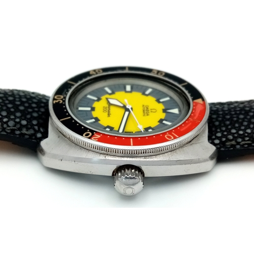 71 - A Rare Vintage Omega Seamaster 200 Gents Automatic Watch - Otherwise know as The Banana! Black leath... 