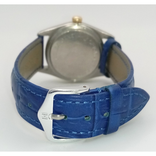 78 - A Tudor Prince Oysterdate Gents Automatic Watch. Blue leather strap. Stainless steel case - 34mm. Go... 