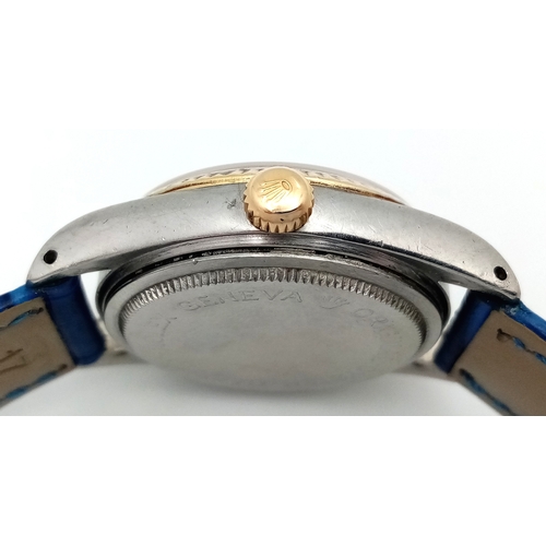 78 - A Tudor Prince Oysterdate Gents Automatic Watch. Blue leather strap. Stainless steel case - 34mm. Go... 