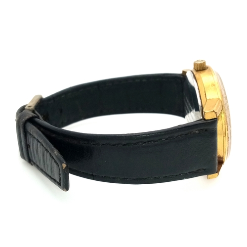 92 - A Vintage Omega Seamaster watch with a South African Antelope Crest on Dial. Black leather strap. Tw... 