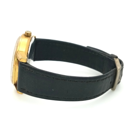 92 - A Vintage Omega Seamaster watch with a South African Antelope Crest on Dial. Black leather strap. Tw... 