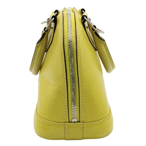 368 - A Louis Vuitton Alma BB Lime Epi Leather Top Handle Bag. Lime green Epi leather exterior with silver... 