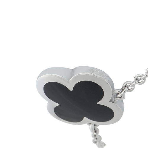 529 - A Van Cleef & Arpels Pure Alhambra 18K White Gold 1-Motif Necklace. Featuring the brand's signature ... 