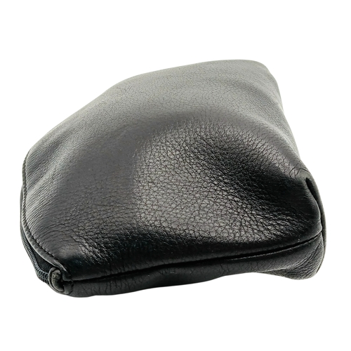 530 - A Christian Dior Black Leather Cosmetic Pouch. Black leather exterior with gold-tone hardware and to... 