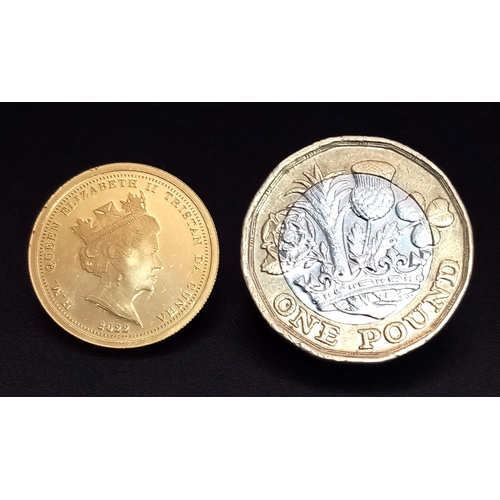 531 - A 2022, QUEEN ELIZABETH II, PLATINUM JUBILEE, PROOF CONDITION, HALF SOVEREIGN COIN. 22K GOLD. 9724 -... 