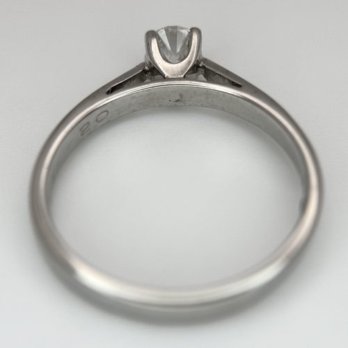551 - AN 18K WHITE GOLD, FOREVER, DIAMOND SOLITAIRE RING. 0.20 TCW, 2.3G, SIZE J. SC 4047