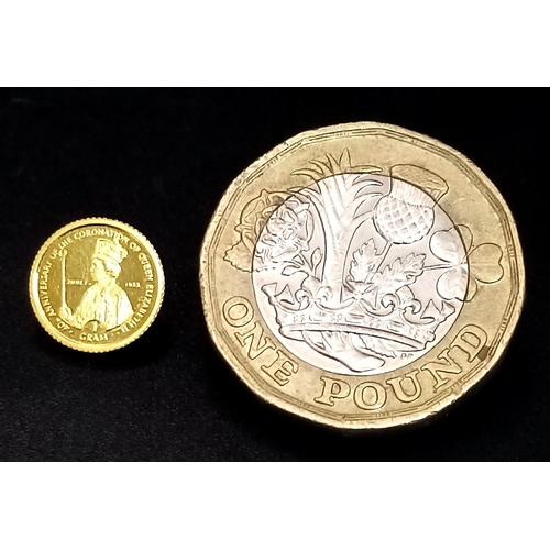 1001 - A 1993, QUEEN ELIZABETH II, GIBRALTAR, 40TH ANNIVERSARY OF THE CORONATION, PROOF CONDITION, 24K COIN... 