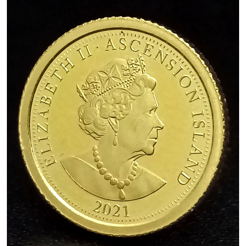 1022 - A 2021, QUEEN ELIZABETH II, PRINCESS DIANA REVERSE, ASCENSION ISLAND, PROOF CONDITION, 1/8TH SOVEREI... 