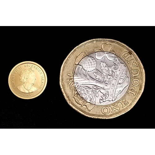 1022 - A 2021, QUEEN ELIZABETH II, PRINCESS DIANA REVERSE, ASCENSION ISLAND, PROOF CONDITION, 1/8TH SOVEREI... 