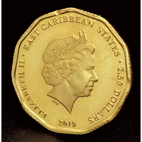 1029 - A 2019, QUEEN ELIZABETH II, 80TH ANNIVERSARY OF THE MOON LANDING, PROOF CONDITION, QUARTER SOVEREIGN... 