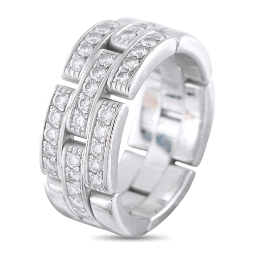 1031 - A Cartier Maillon Panthre 18K White Gold Diamond Ring, featuring a chain-link design with pav diamon... 