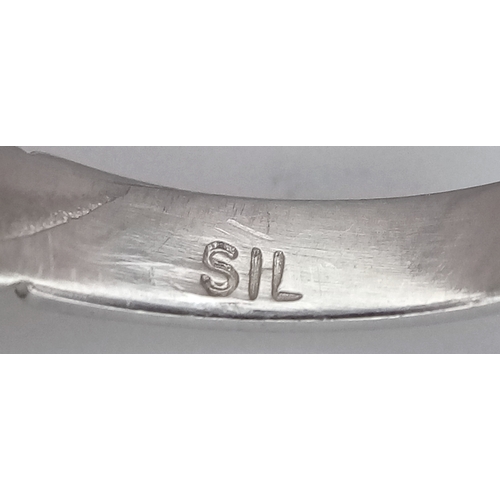 1051 - A STERLING SILVER, CLADDAGH DESIGN RING. 1.8G, SIZE Q. 8397