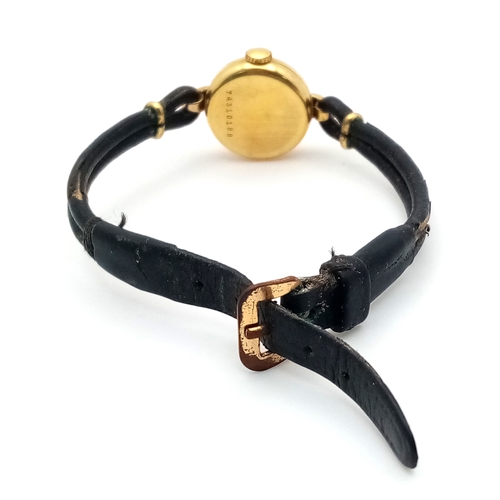 1408 - A Vintage 9K Gold Cased Girard Perregaux Ladies Watch. Case - 18mm. In working order.