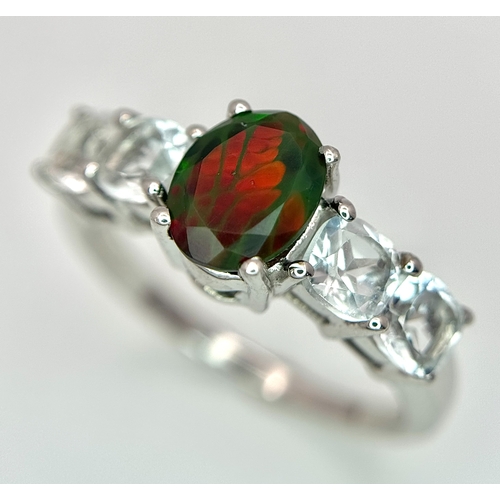 1410 - An attractive Sterling Silver Bloodstone and White Quartz Ring Size Q. The Ring is set with a 7mm Ov... 