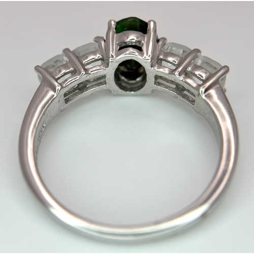 1410 - An attractive Sterling Silver Bloodstone and White Quartz Ring Size Q. The Ring is set with a 7mm Ov... 