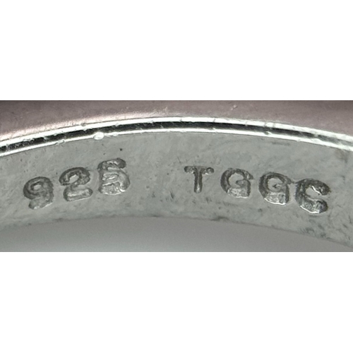 1410 - An attractive Sterling Silver Bloodstone and White Quartz Ring Size Q. The Ring is set with a 7mm Ov... 