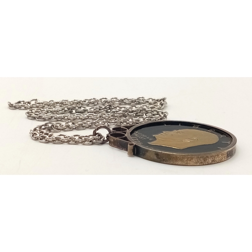 1025 - A 1971 Painted USA Half Dollar and 1976 One Dollar Coin - Both mounted on white metal chains.