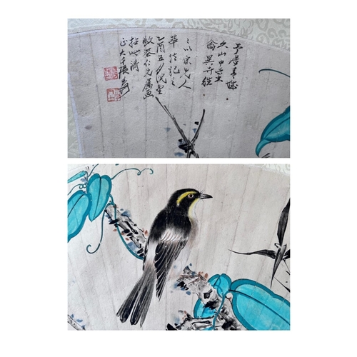 1026 - Two Sides of a Fan; Chinese ink and Watercolour on Paper scroll - Attributed to Zhang Daqian (1899-1... 
