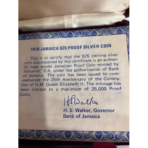 553 - 1978 JAMAICAN ‘TWENTY - FIVE DOLLARS’ SILVER COIN ($25) Coronation Anniversary  Limited Edition,Enor... 