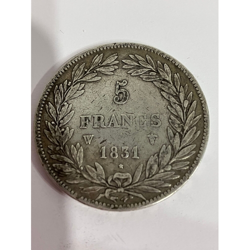 560 - 1831  ‘LOUIS PHILIPPE I’  SILVER 5 FRANCS COIN . Fine/ Very Fine Condition. (Large Silver Coin Simil... 