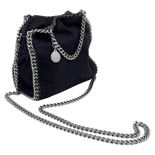 523 - A Stella McCartney Black Falabella Mini Tote Bag. Black textile exterior with silver-tone hardware, ... 