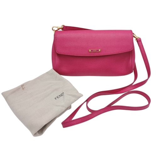542 - A Fendi Pink Leather Shoulder Bag. Pink leather exterior with gold-tone logo hardware, detachable sh... 