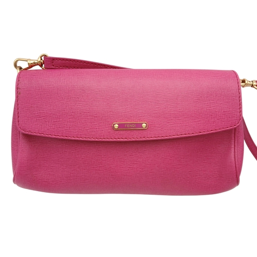 542 - A Fendi Pink Leather Shoulder Bag. Pink leather exterior with gold-tone logo hardware, detachable sh... 